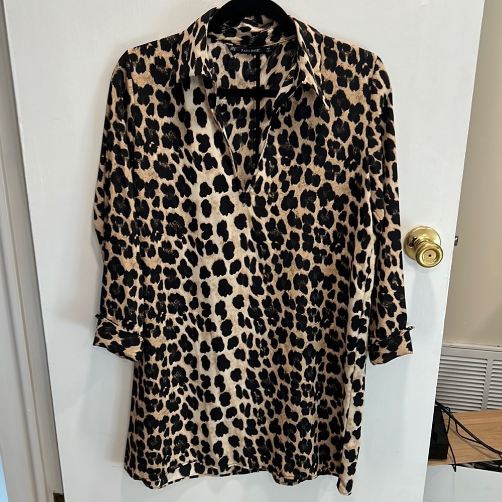 Zara Leopard Print Dress Sz Medium